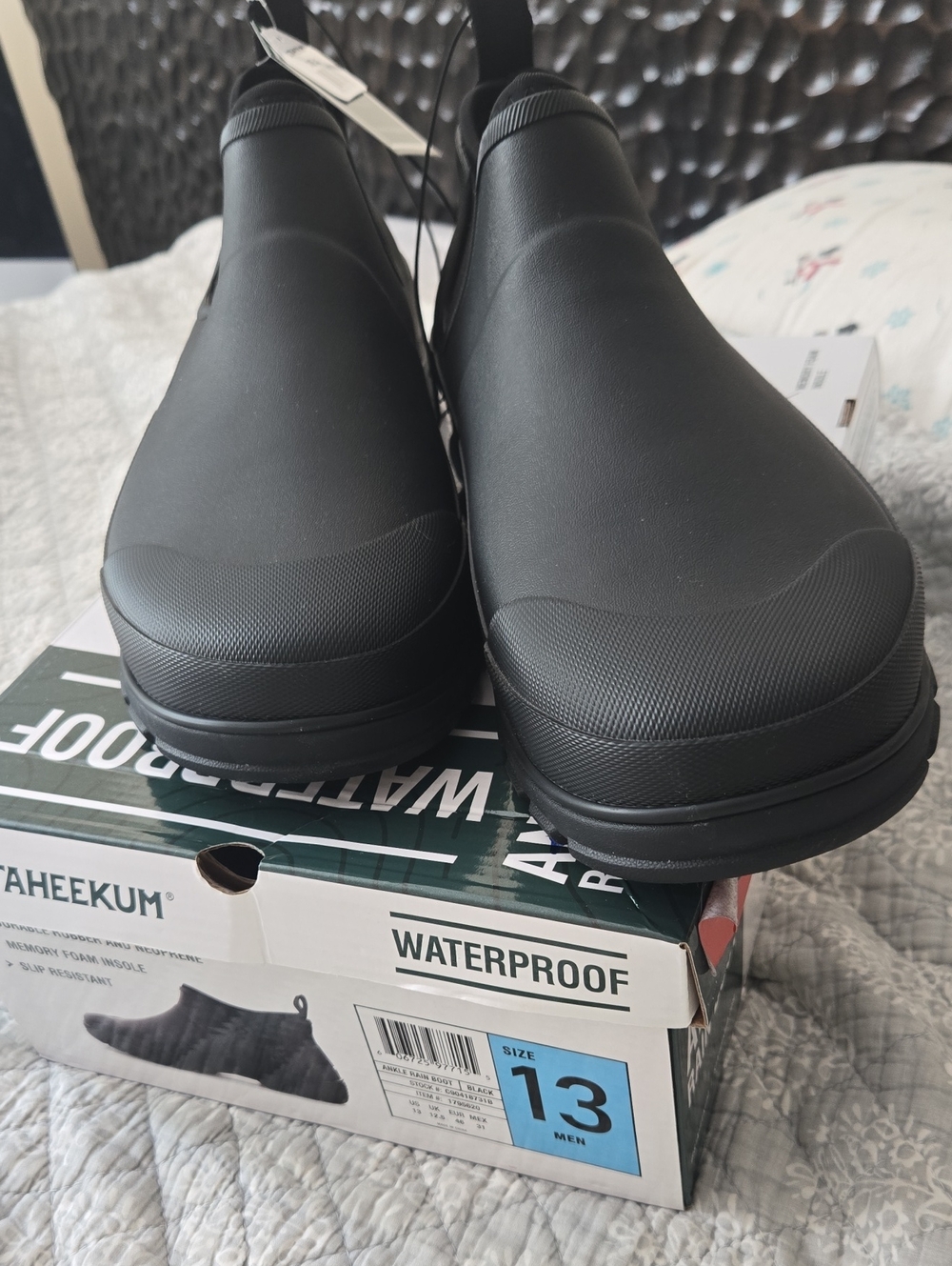 Waterproof Black Rain Slip-On Boots